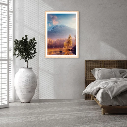 Affiche dans un chêne clair - Poster - Dans les montagnes et les vallées - 40x50 cm