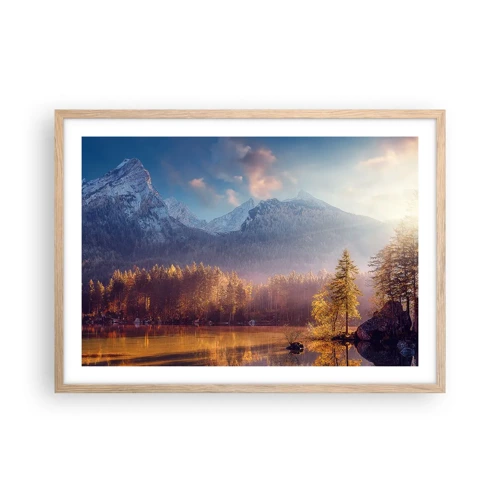 Affiche dans un chêne clair - Poster - Dans les montagnes et les vallées - 70x50 cm