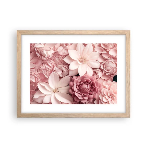 Affiche dans un chêne clair - Poster - Dans les pétales roses - 40x30 cm