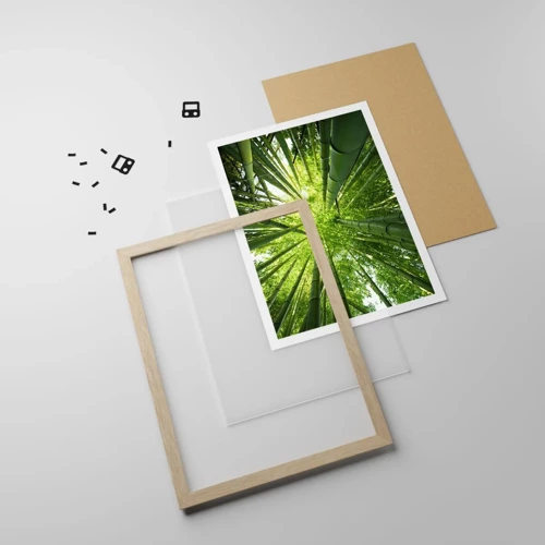 Affiche dans un chêne clair - Poster - Dans une bambouseraie - 40x50 cm
