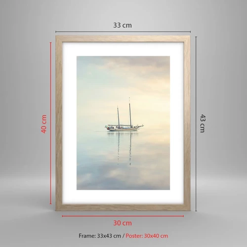 Affiche dans un chêne clair - Poster - Dans une mer de silence - 30x40 cm