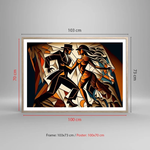 Affiche dans un chêne clair - Poster - Danse de passion et de volupté - 100x70 cm
