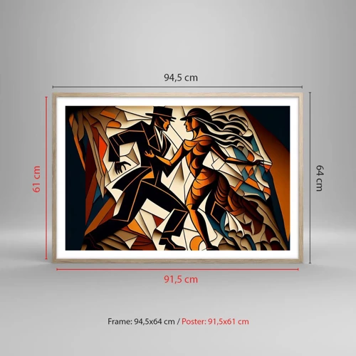 Affiche dans un chêne clair - Poster - Danse de passion et de volupté - 91x61 cm