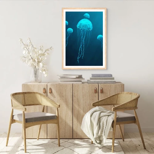 Affiche dans un chêne clair - Poster - Danse océanique - 70x100 cm