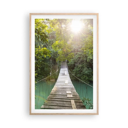 Affiche dans un chêne clair - Poster - De l'eau azur à la forêt azur - 61x91 cm