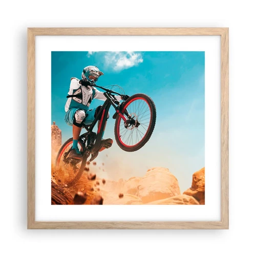 Affiche dans un chêne clair - Poster - Démon de la folie du vélo - 40x40 cm