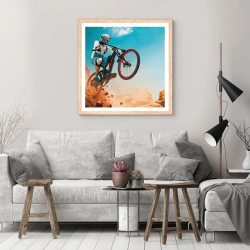 Affiche dans un chêne clair - Poster - Démon de la folie du vélo - 40x40 cm