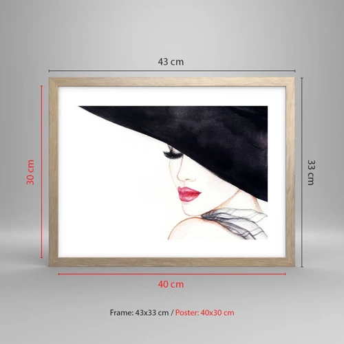 Affiche dans un chêne clair - Poster - Élégance et sensualité - 40x30 cm