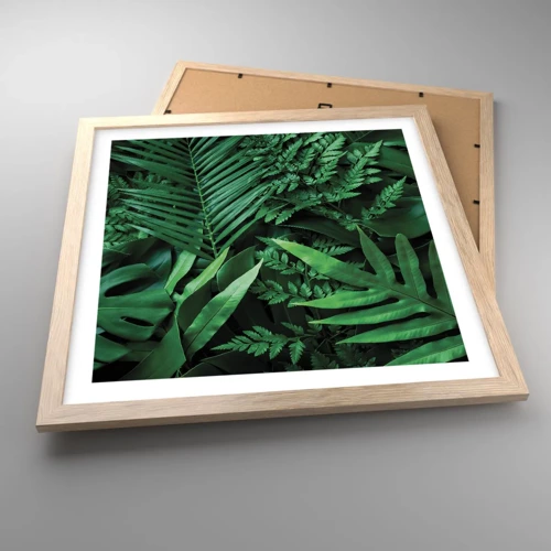 Affiche dans un chêne clair - Poster - Emmitouflé de verdure - 40x40 cm
