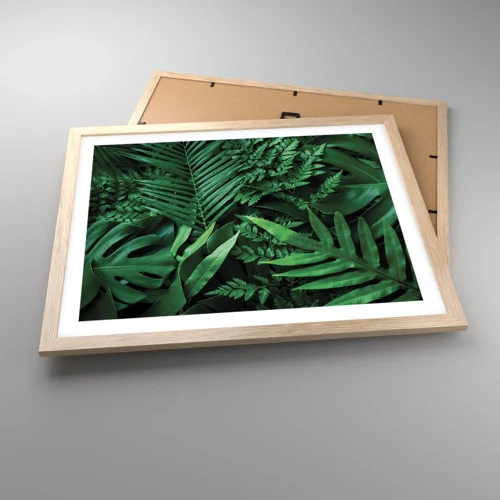 Affiche dans un chêne clair - Poster - Emmitouflé de verdure - 50x40 cm