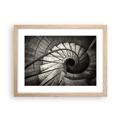 Affiche dans un chêne clair - Poster - En haut des escaliers, en bas des escaliers - 40x30 cm