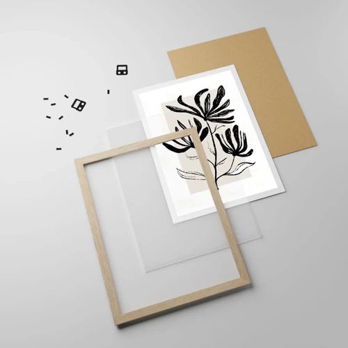 Affiche dans un chêne clair - Poster - Esquisse pour l'herbier - 50x70 cm