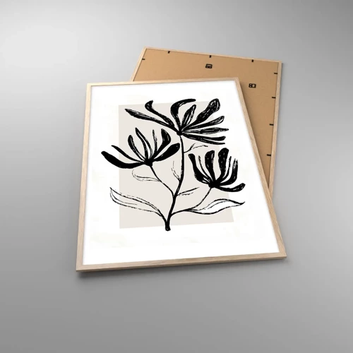 Affiche dans un chêne clair - Poster - Esquisse pour l'herbier - 70x100 cm
