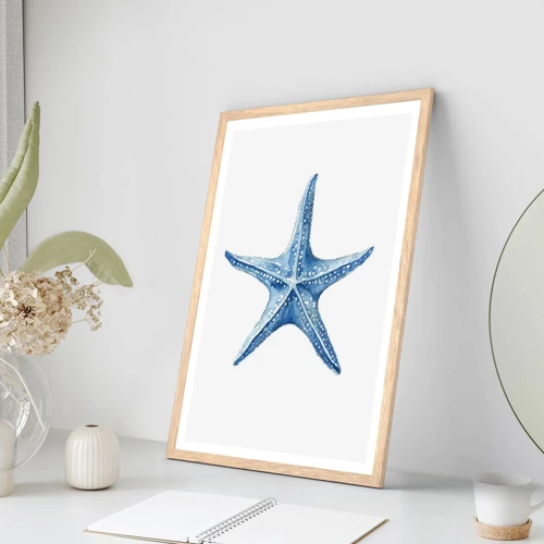 Affiche dans un chêne clair - Poster - Étoile de mer - 50x70 cm