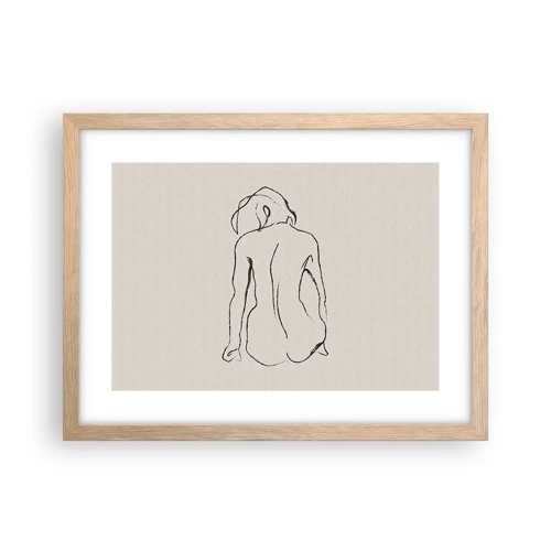 Affiche dans un chêne clair - Poster - Femme nue - 40x30 cm