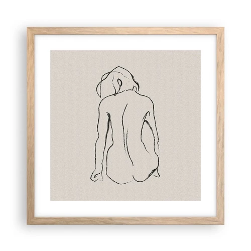 Affiche dans un chêne clair - Poster - Femme nue - 40x40 cm