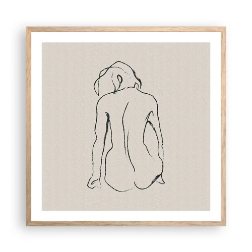 Affiche dans un chêne clair - Poster - Femme nue - 60x60 cm