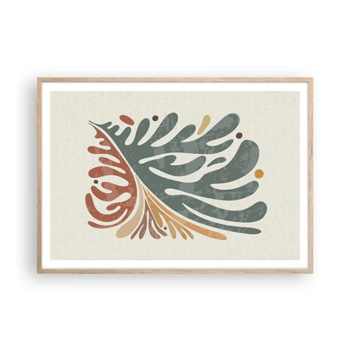 Affiche dans un chêne clair - Poster - Feuille multicolore - 100x70 cm