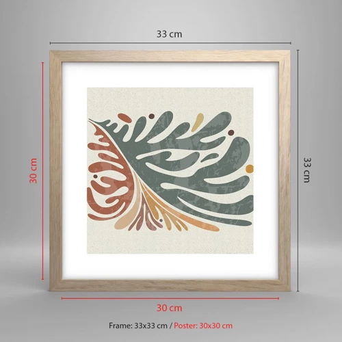Affiche dans un chêne clair - Poster - Feuille multicolore - 30x30 cm