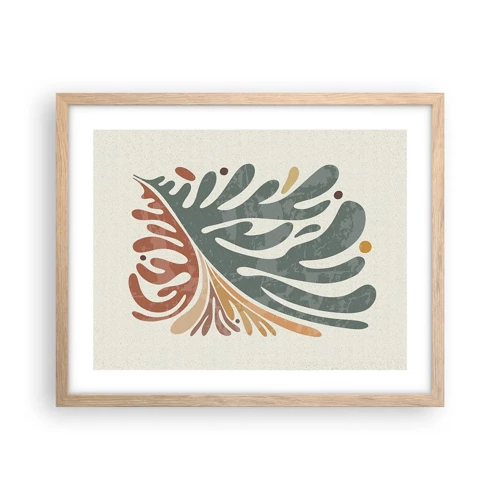 Affiche dans un chêne clair - Poster - Feuille multicolore - 50x40 cm