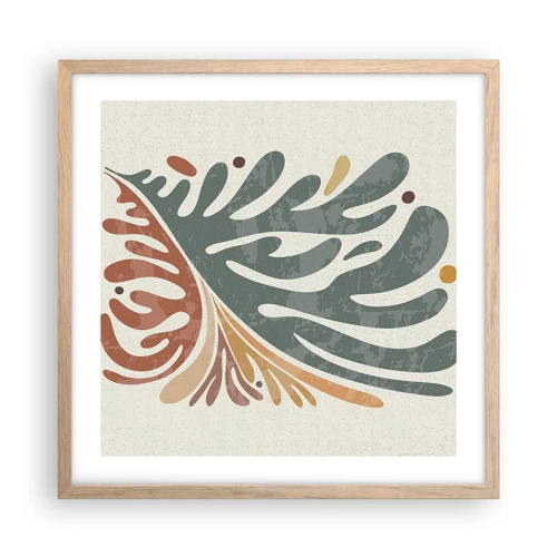 Affiche dans un chêne clair - Poster - Feuille multicolore - 50x50 cm