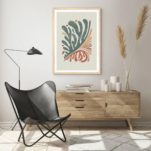 Affiche dans un chêne clair - Poster - Feuille multicolore - 50x70 cm