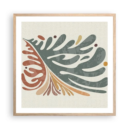 Affiche dans un chêne clair - Poster - Feuille multicolore - 60x60 cm