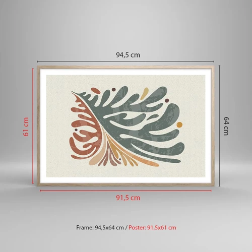 Affiche dans un chêne clair - Poster - Feuille multicolore - 91x61 cm