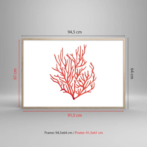 Affiche dans un chêne clair - Poster - Filigrane de corail - 91x61 cm