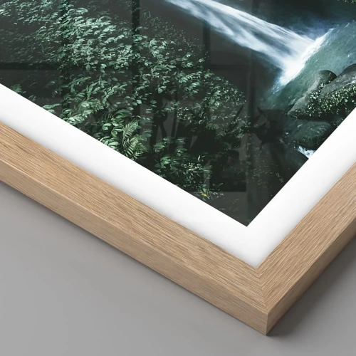 Affiche dans un chêne clair - Poster - Fontaine tropicale - 100x70 cm