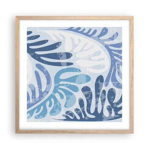 Affiche dans un chêne clair - Poster - Fougères bleues - 50x50 cm