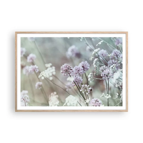 Affiche dans un chêne clair - Poster - Herbes douces en filigrane - 100x70 cm
