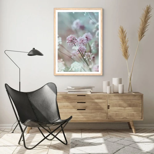 Affiche dans un chêne clair - Poster - Herbes douces en filigrane - 50x70 cm