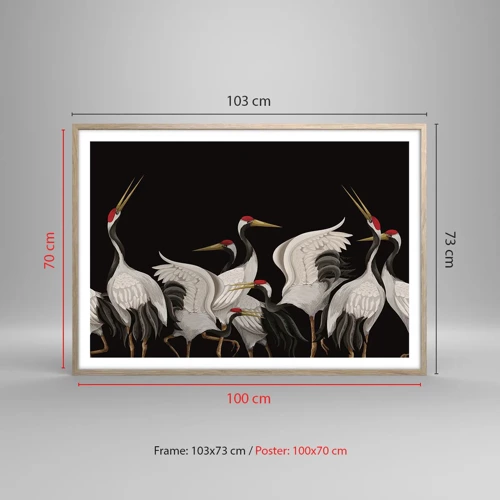 Affiche dans un chêne clair - Poster - Histoire d'oiseaux - 100x70 cm