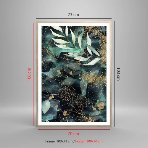 Affiche dans un chêne clair - Poster - Jardin magique - 70x100 cm