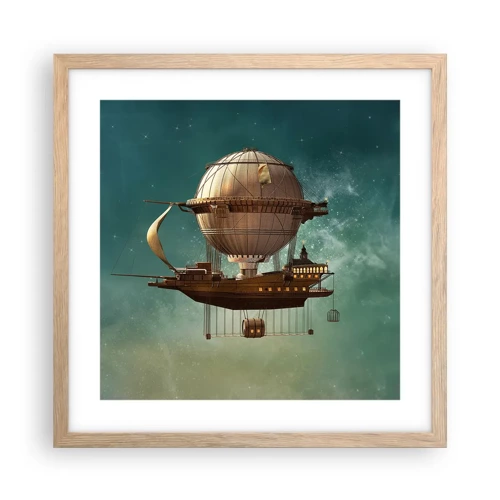 Affiche dans un chêne clair - Poster - Jules Verne vous salue - 40x40 cm