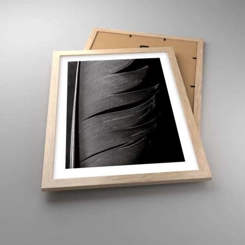 Affiche dans un chêne clair - Poster - La plume – un design magnifique - 30x40 cm