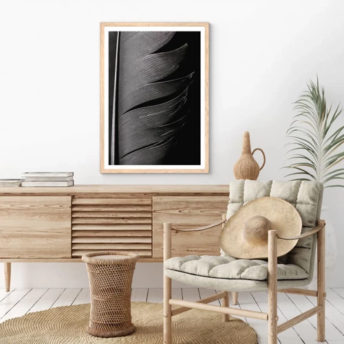 Affiche dans un chêne clair - Poster - La plume – un design magnifique - 40x50 cm