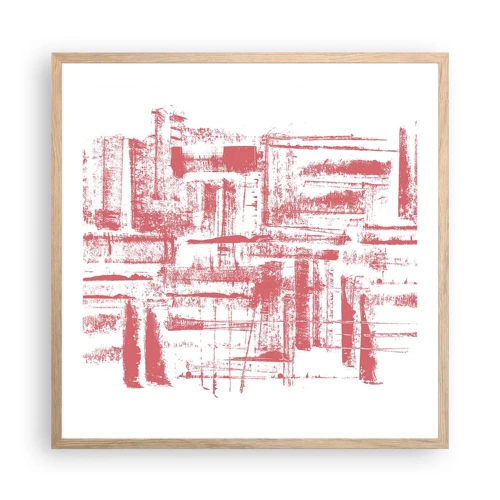 Affiche dans un chêne clair - Poster - La ville rouge - 60x60 cm