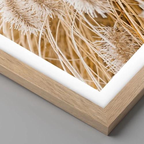 Affiche dans un chêne clair - Poster - Le bruissement doré de l'herbe - 30x30 cm