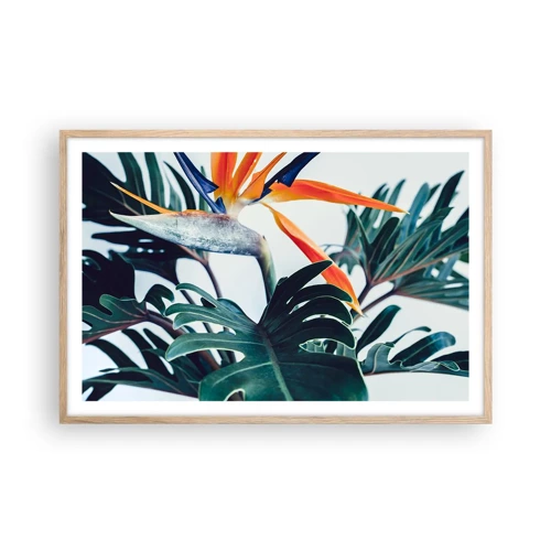 Affiche dans un chêne clair - Poster - Le buisson oiseaux - 91x61 cm