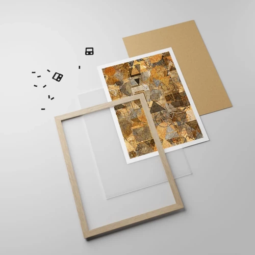 Affiche dans un chêne clair - Poster - Le monde en forme - 50x70 cm
