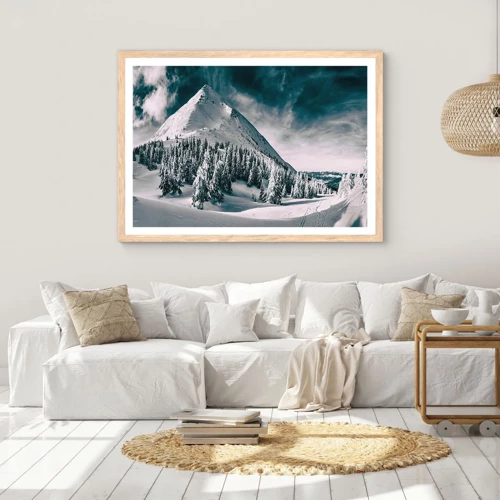 Affiche dans un chêne clair - Poster - Le pays de la neige et de la glace - 100x70 cm