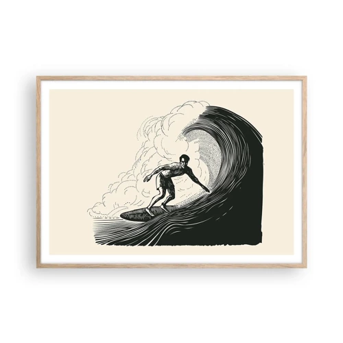 Affiche dans un chêne clair - Poster - Le roi de la vague - 100x70 cm