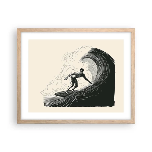 Affiche dans un chêne clair - Poster - Le roi de la vague - 50x40 cm