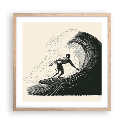 Affiche dans un chêne clair - Poster - Le roi de la vague - 50x50 cm