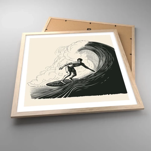 Affiche dans un chêne clair - Poster - Le roi de la vague - 50x50 cm