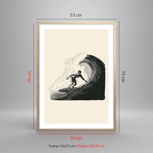 Affiche dans un chêne clair - Poster - Le roi de la vague - 50x70 cm