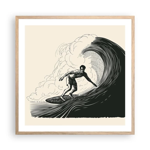 Affiche dans un chêne clair - Poster - Le roi de la vague - 60x60 cm