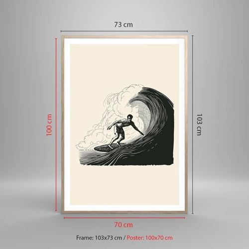 Affiche dans un chêne clair - Poster - Le roi de la vague - 70x100 cm